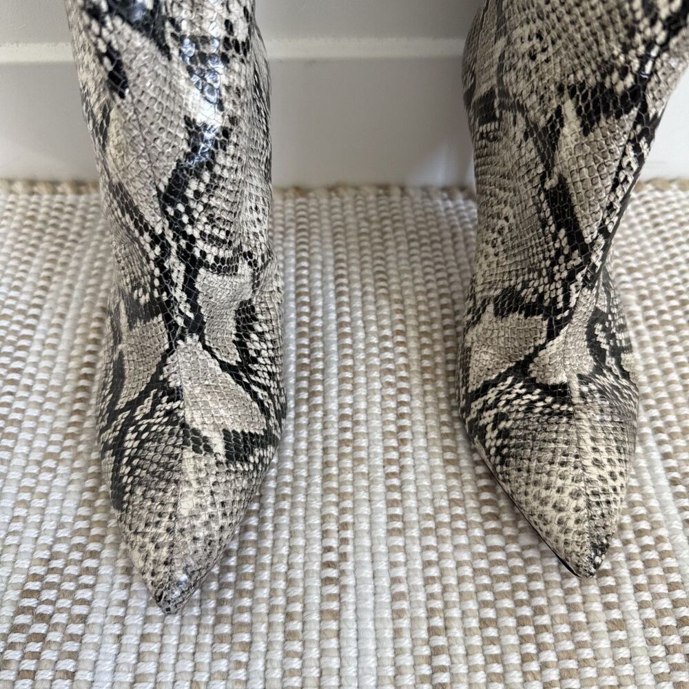 Schutz Maryana Pointed High Heel Tall Faux Snakeskin Leather Boots Size 7.5B - Picture 6 of 14